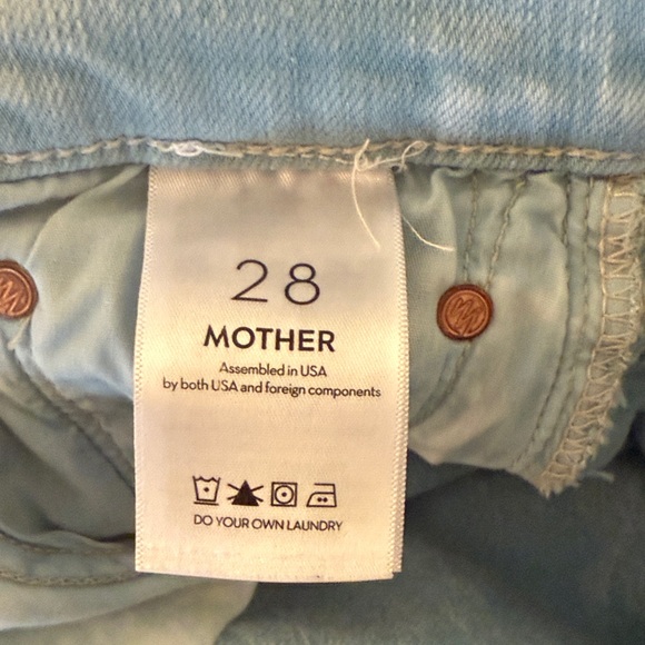MOTHER Light Blue Frayed Cropped Jeans - Picture 4 of 5